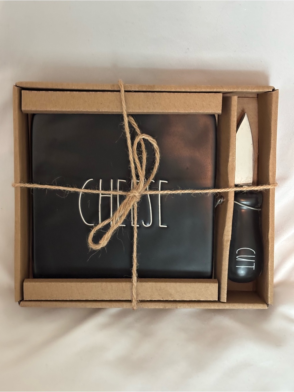 Rae Dunn Black Cheese Board with Twine Accent